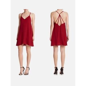ALICE OLIVIA ASHLENA Silk Slip Dress Red Camisole Bias Cut Size 2